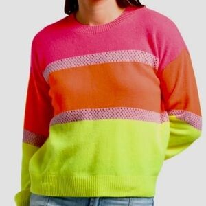 Brodie Cashmere Striped Balloon Sleeve Sweater